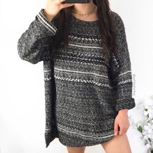 vintage black gray white chunky oversized sweater
